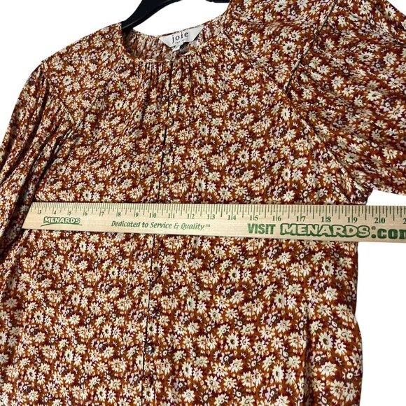Joie Women's XS Jenny Floral‎ Balloon Sleeve Top Feminine Bohemian Umber Multi - Picture 6 of 7
